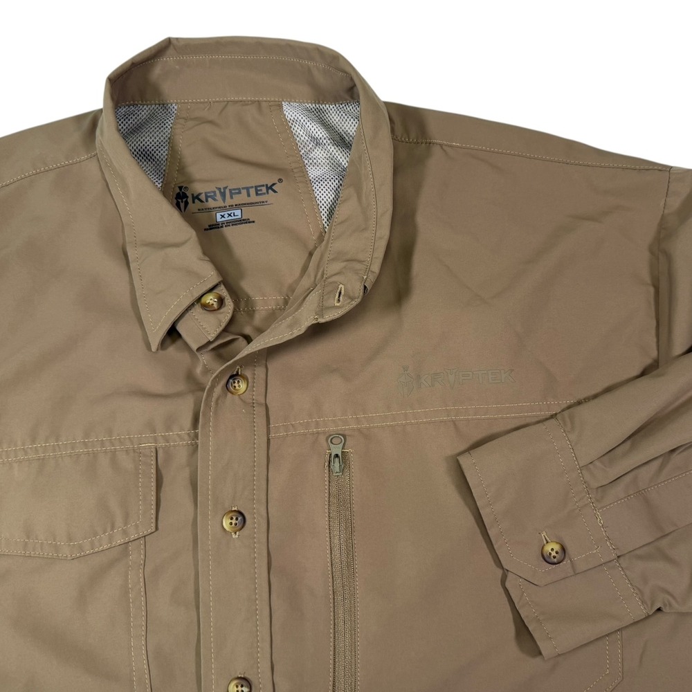 Kryptek XXL Brown Tan Long Sleeve Button Down Tactical Shirt Gorpcore 19ADV3LS